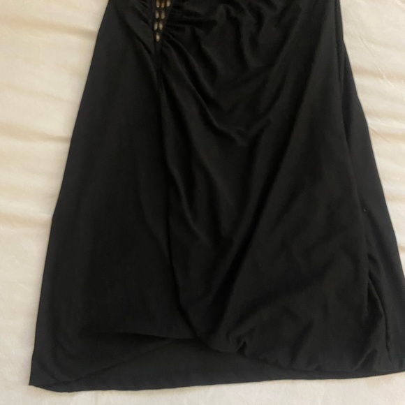 SAPA Y2K Black Brown Bronze Strapless Mini Dress w/ beading and wrap detailing - Picture 5 of 5